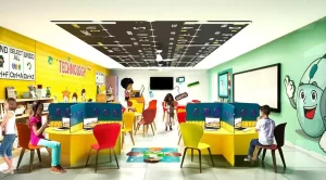 a group of kids in a classroom